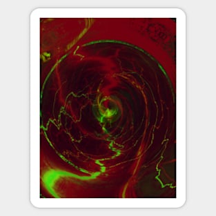 Digital collage, special processing. Energy flows, red and green. Circle. Sticker